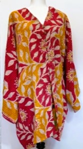 4 Button Short Kantha Cotton Tunic is Seasonless (Red)