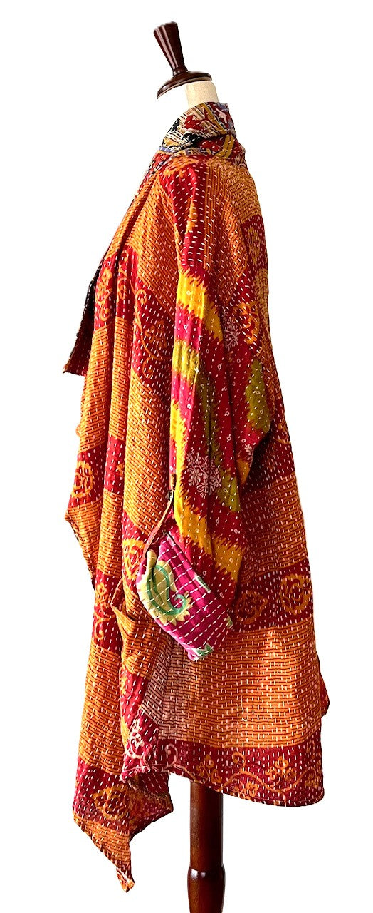 Kantha Bae Oasis Cotton Cardigan, Reversible (Red)