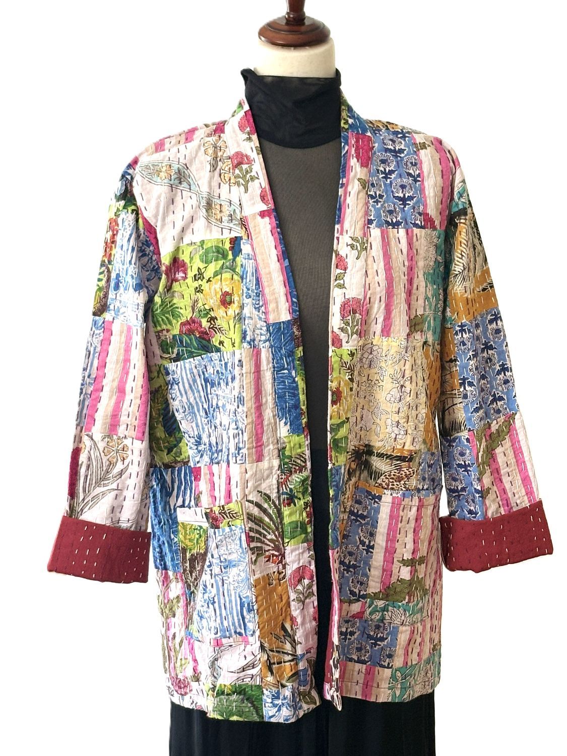 Jackets: Short, Patchwork Quilted, Unique (Multicolor).