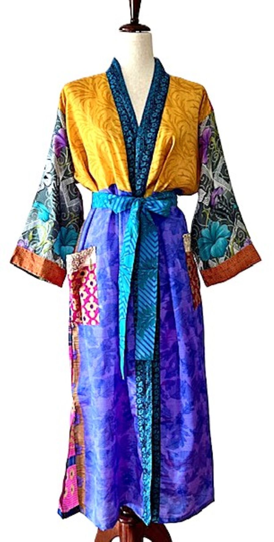 Luxurious and Glamorous  Silk Kimono Duster. Scene Stealer. Colorblock