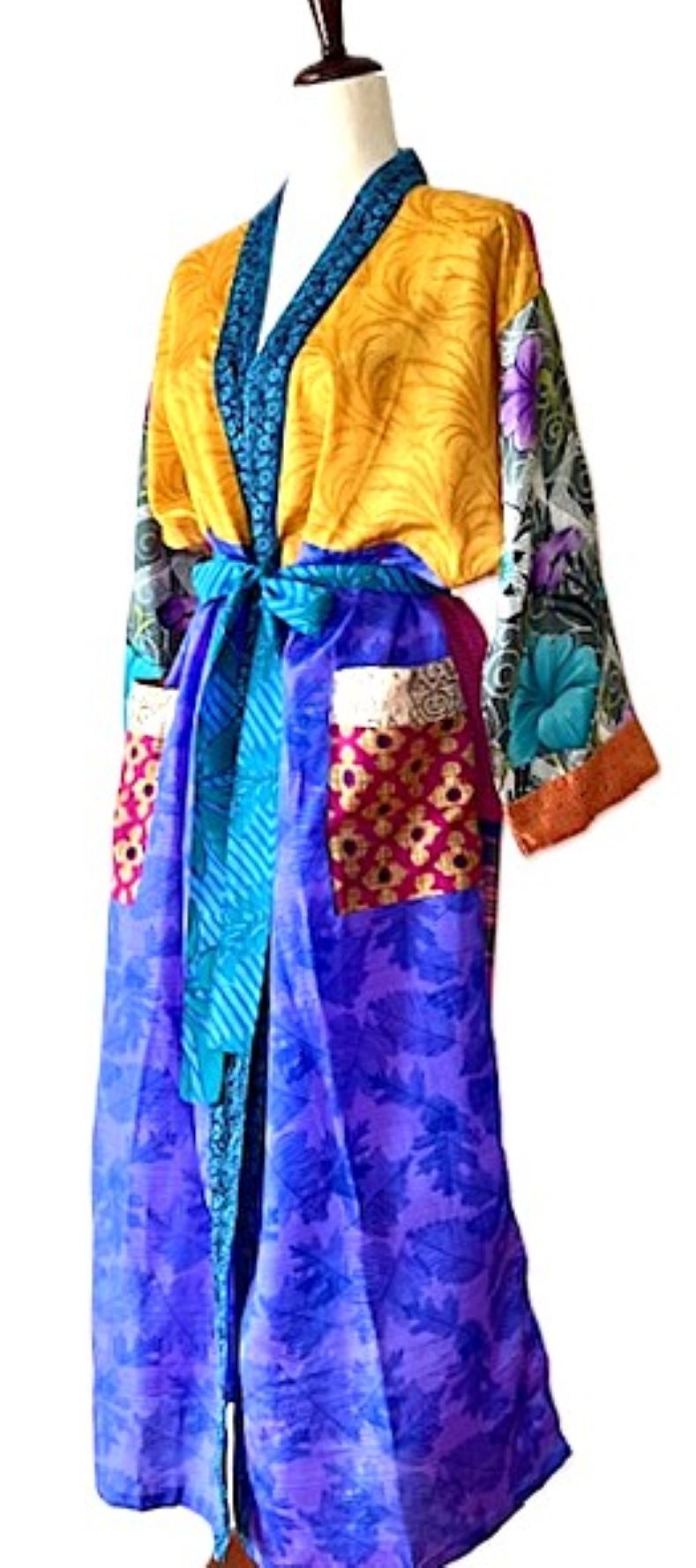 Luxurious and Glamorous  Silk Kimono Duster. Scene Stealer. Colorblock