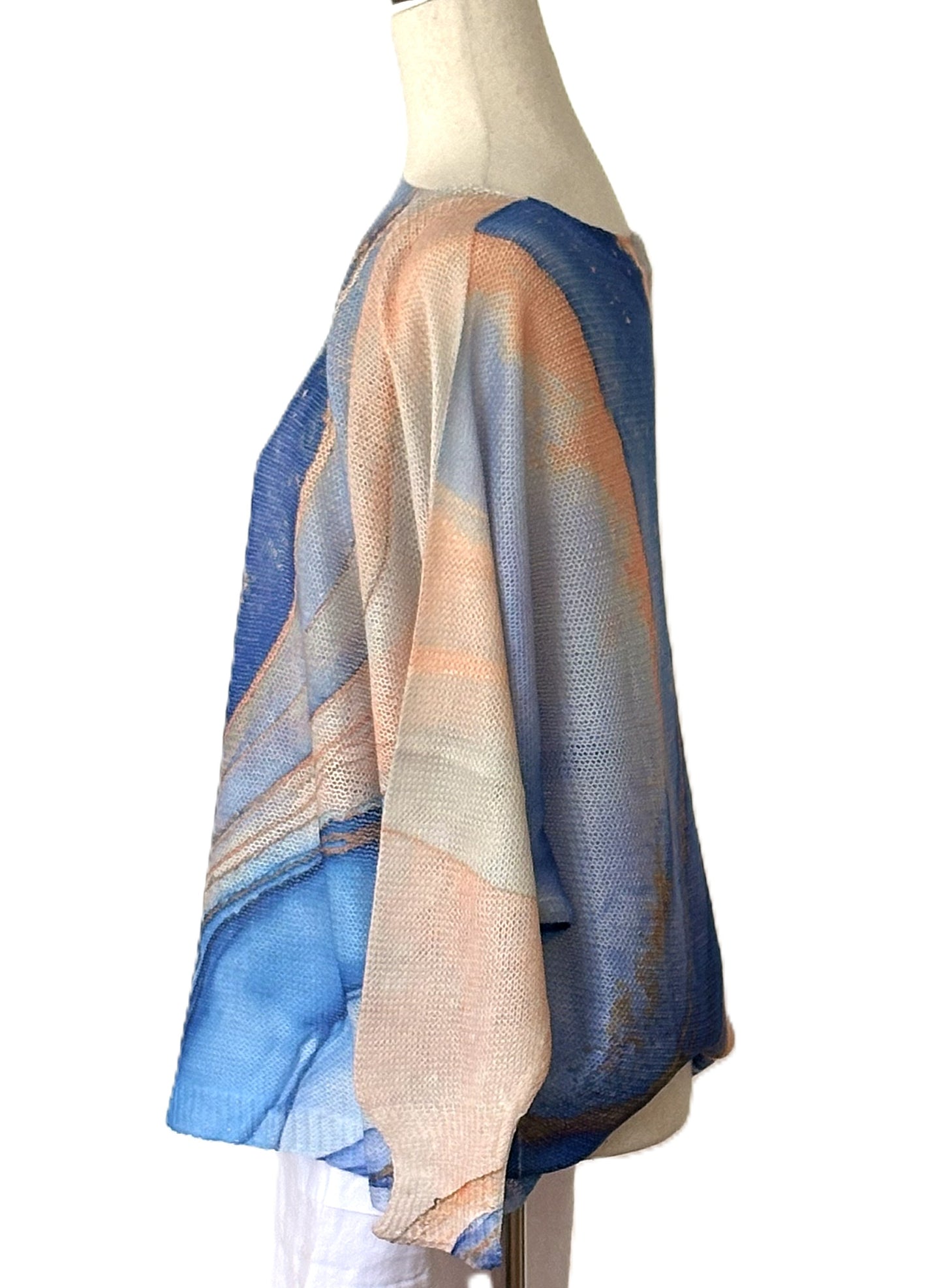 Italian Knit Blue Swirl Round Neck Sweaters (2 Colors)