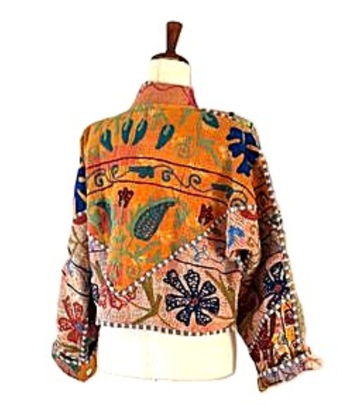 Specialty Collection, Floral Patchwork With Suzani Embroidery Cropped Jacket, Fully Reversible