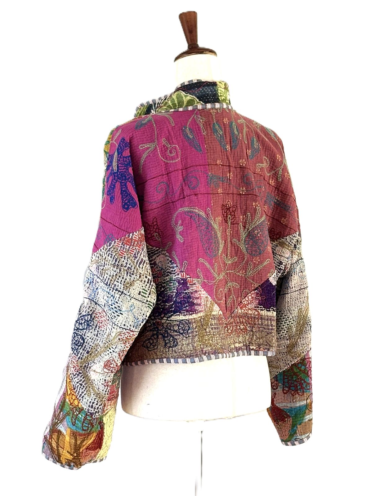 Specialty Collection, Floral Patchwork With Suzani Embroidery Cropped Jacket, Fully Reversible