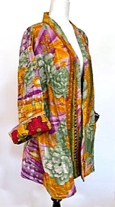 Next Generation Handmade, Fully Reversible Winter Kantha Jacket (Green/Gold/Purple)