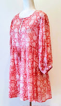 Floral Block Print Cotton Dress Looks Crisp in Shades of Pink and White