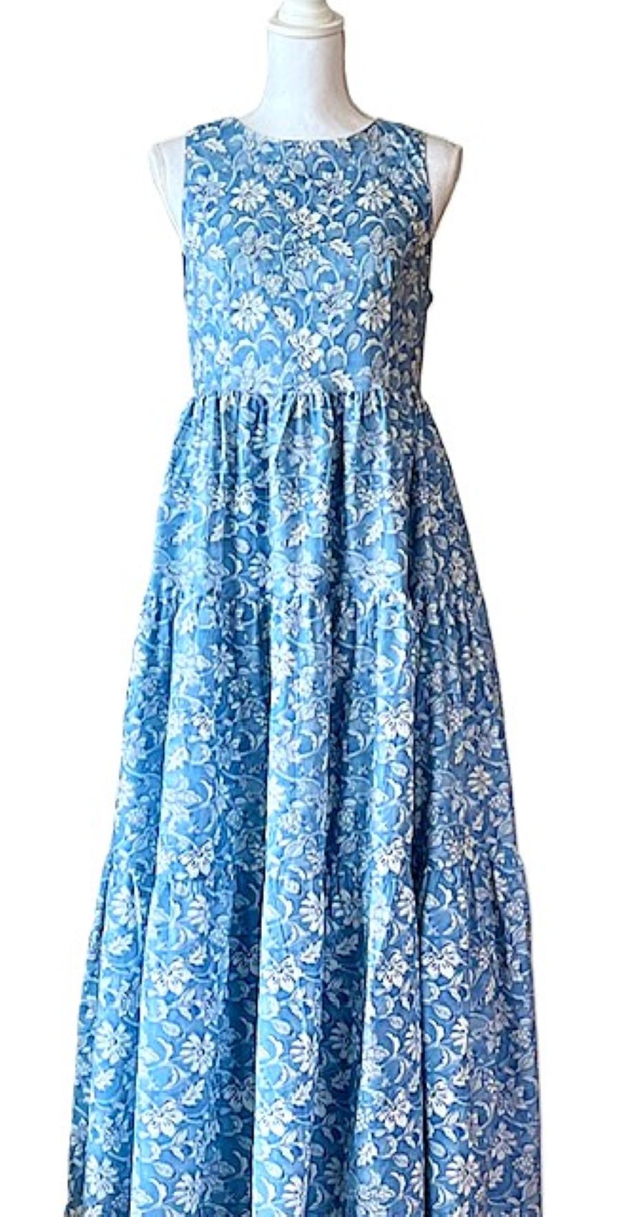 Floral Tiered Maxi Dress In A Perfect Color (Blue)