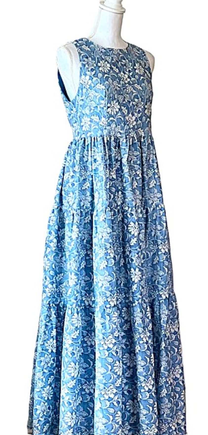 Floral Tiered Maxi Dress In A Perfect Color (Blue)