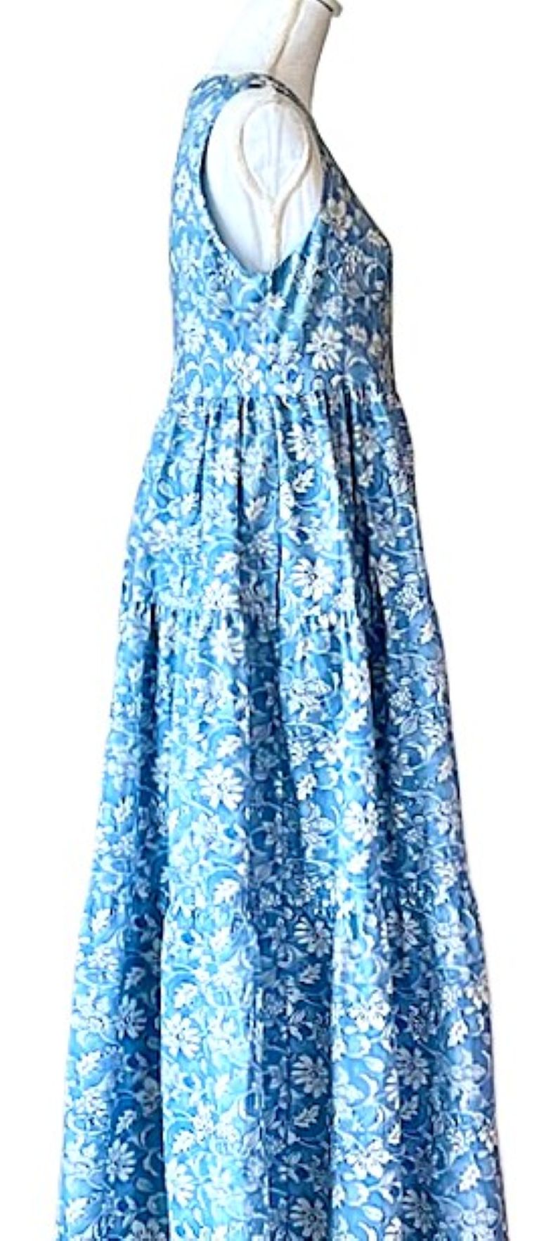 Floral Tiered Maxi Dress In A Perfect Color (Blue)