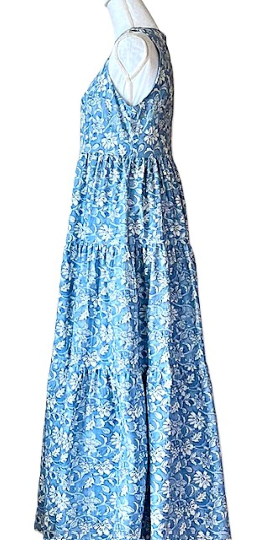 Floral Tiered Maxi Dress In A Perfect Color (Blue)
