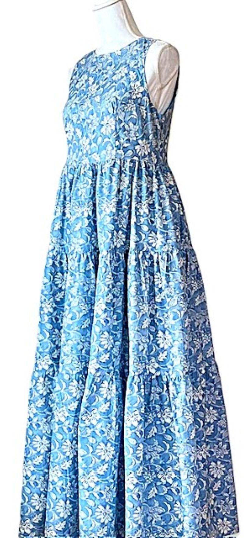 Floral Tiered Maxi Dress In A Perfect Color (Blue)