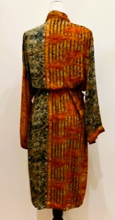 Top of the Line Silk Kimono Duster Mixed Print (Green/Sienna)