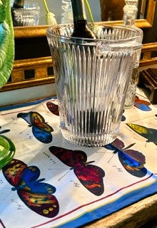 Luxury Antique Butterflies Tea Towels With Royal Blue Border Great Gift. (2 to a set)