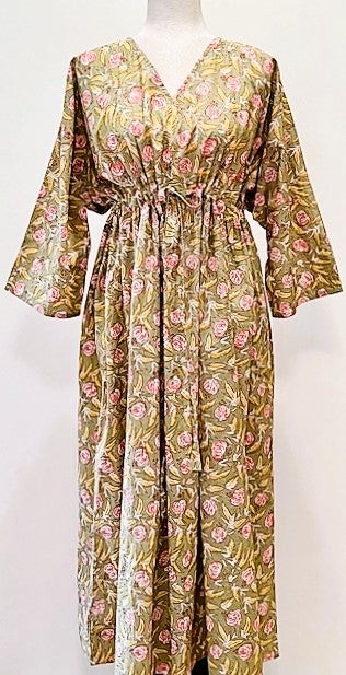 Beautiful Classic Handmade Caftan. Lounging, Beach or Pool Perfect. (Beige and Pink)  )