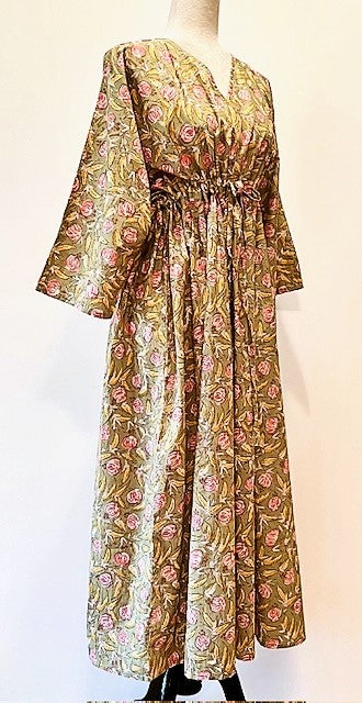 Beautiful Classic Handmade Caftan. Lounging, Beach or Pool Perfect. (Beige and Pink)  )