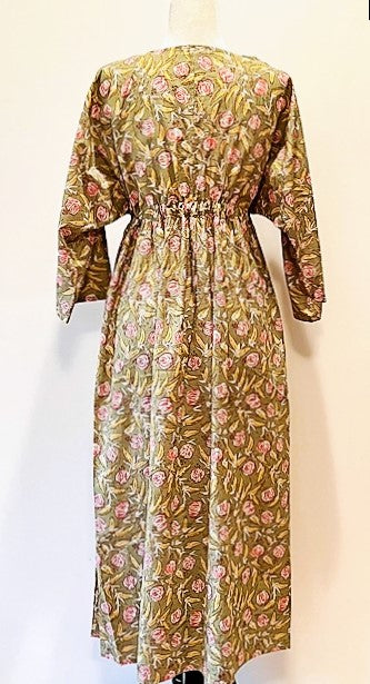 Beautiful Classic Handmade Caftan. Lounging, Beach or Pool Perfect. (Beige and Pink)  )