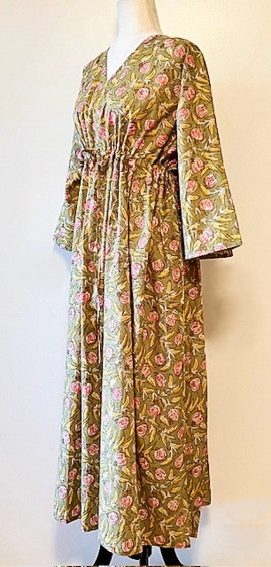 Beautiful Classic Handmade Caftan. Lounging, Beach or Pool Perfect. (Beige and Pink)  )