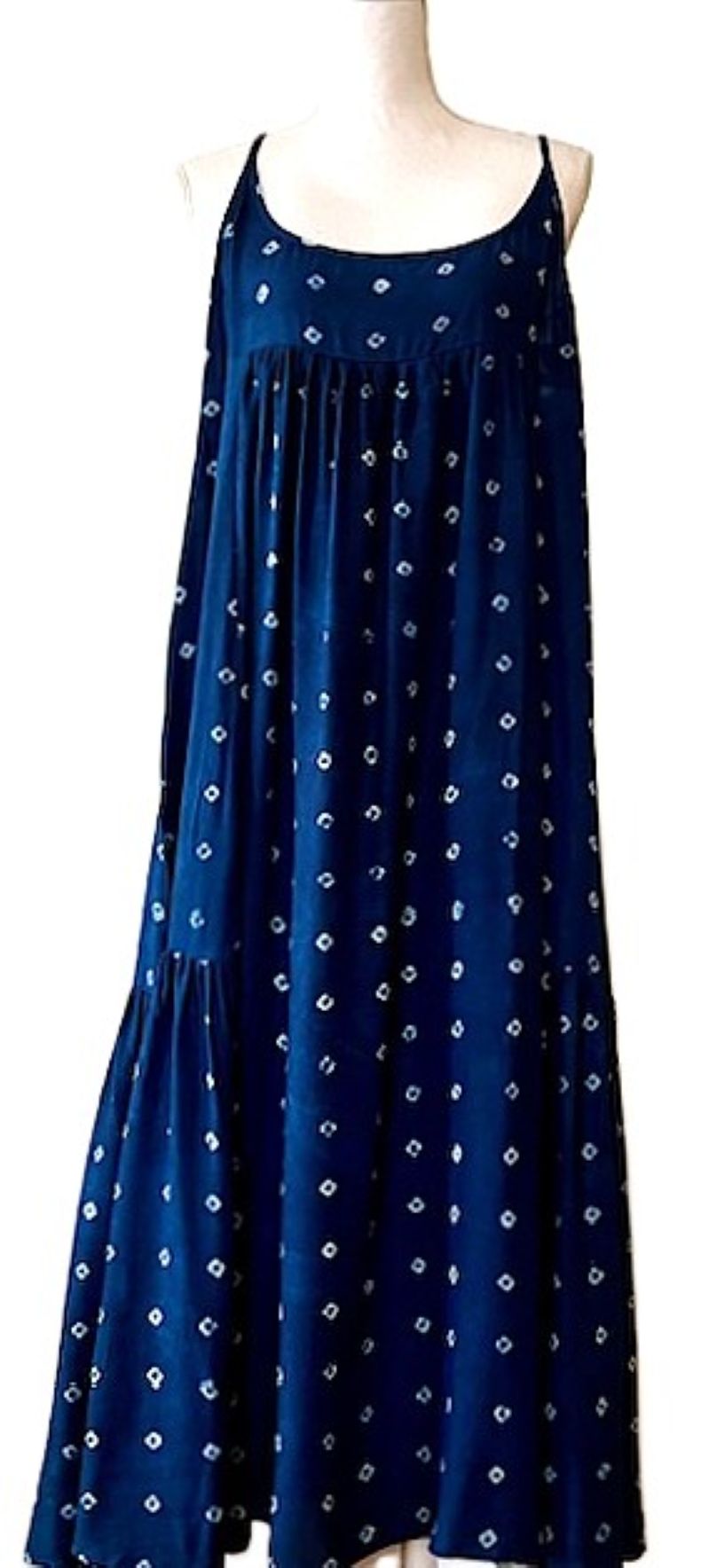 Indigo Block Printed Pure Cotton Strappy Dress