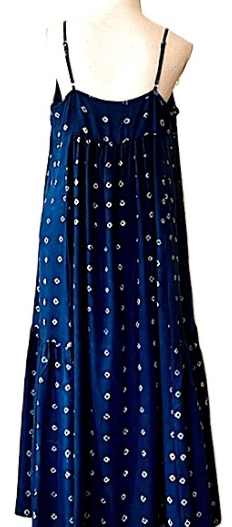 Indigo Block Printed Pure Cotton Strappy Dress