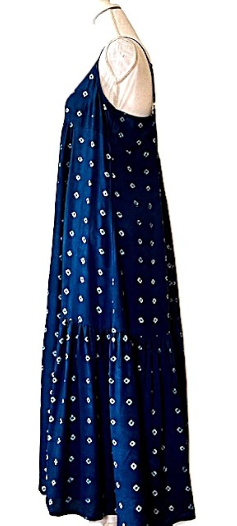 Indigo Block Printed Pure Cotton Strappy Dress