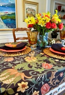 Symmetry Of Elegance Is Created In The New Scroll Grass Print Tablecloth