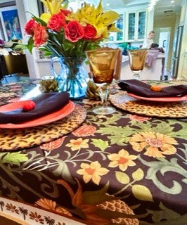 Symmetry Of Elegance Is Created In The New Scroll Grass Print Tablecloth