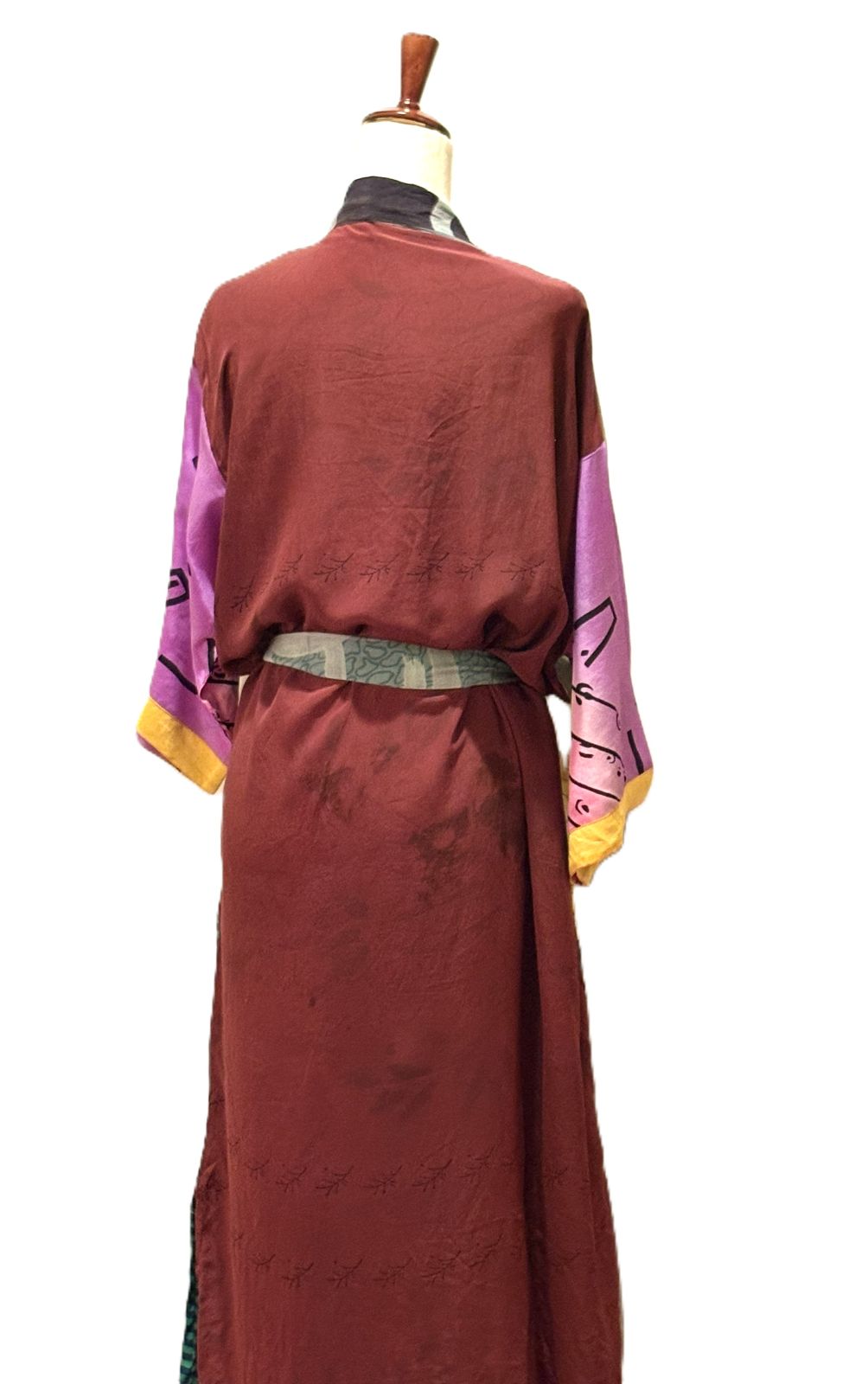 Long Silk Kimono Duster, Dramatic Two Tone And Elegant