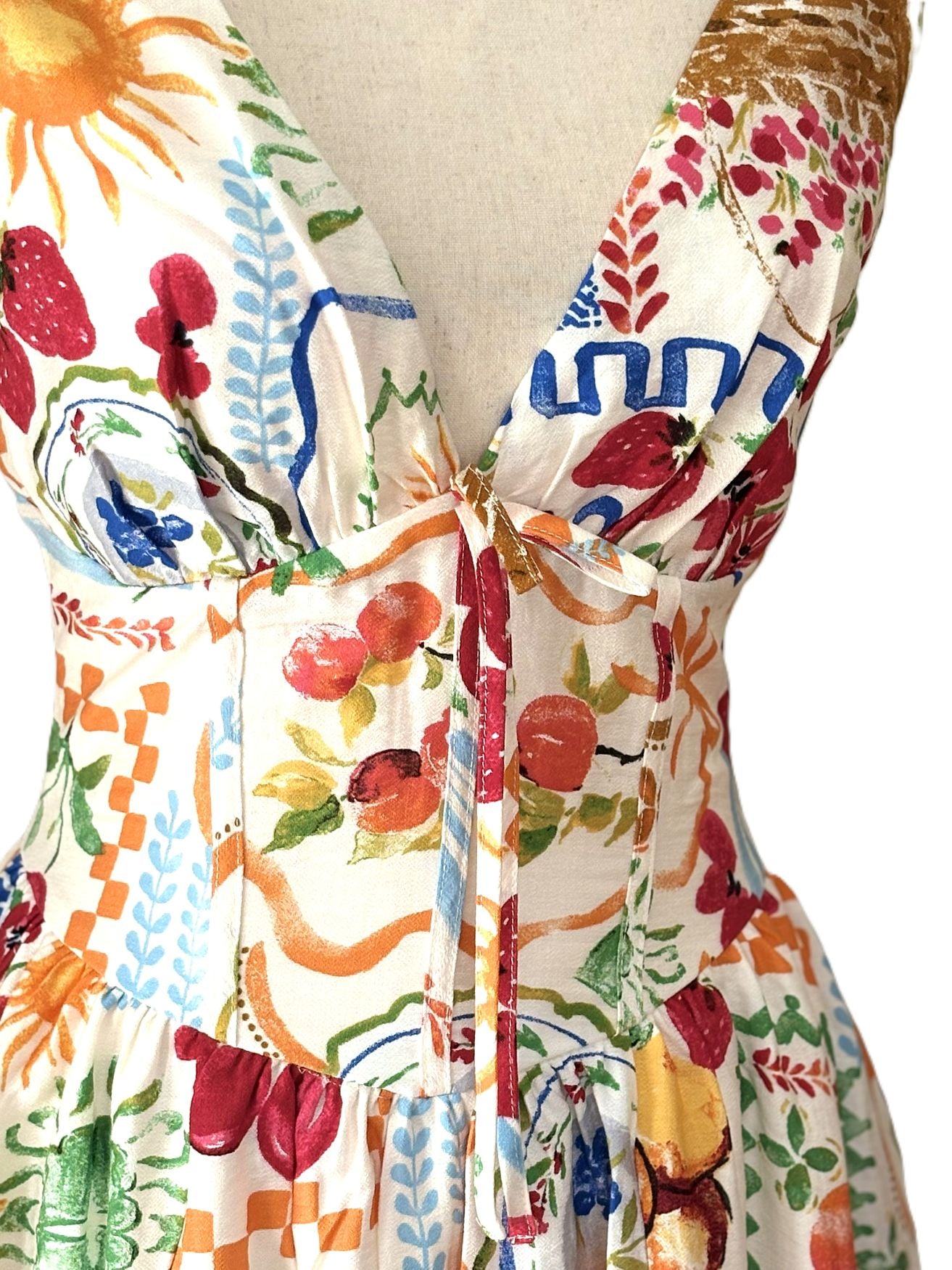 Dresses: Sleeveless Retro Print Corset Midi (Picnic)  Only 1 Left.