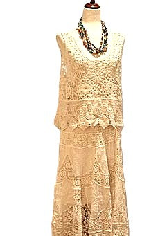 Crocheted Midi Elastic Waist Skirt. Best Of The Season (Natural)