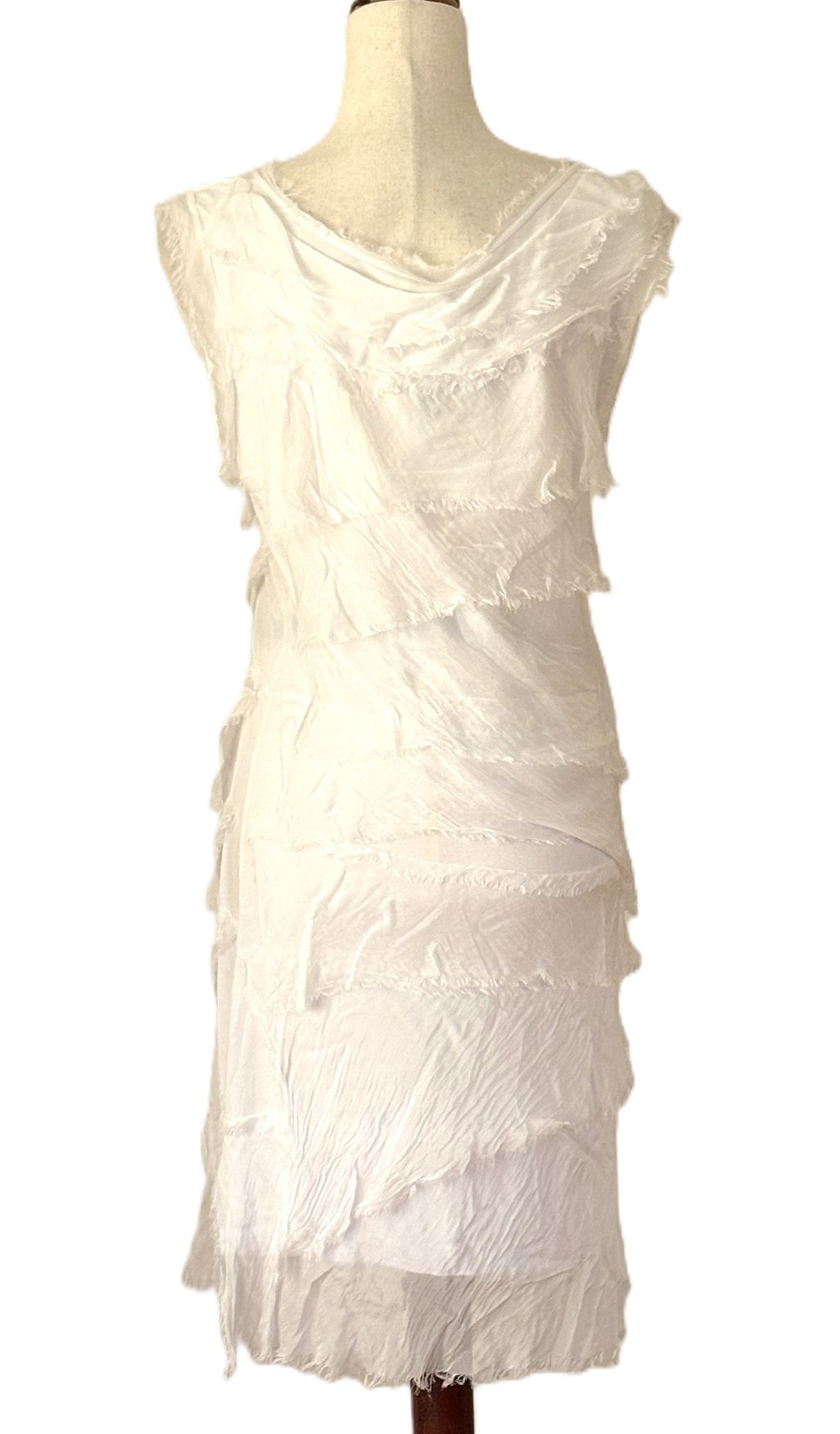 Dresses, Linen and Silk Italian Collection Tiered Short Length Is Stylish (2 Colors)