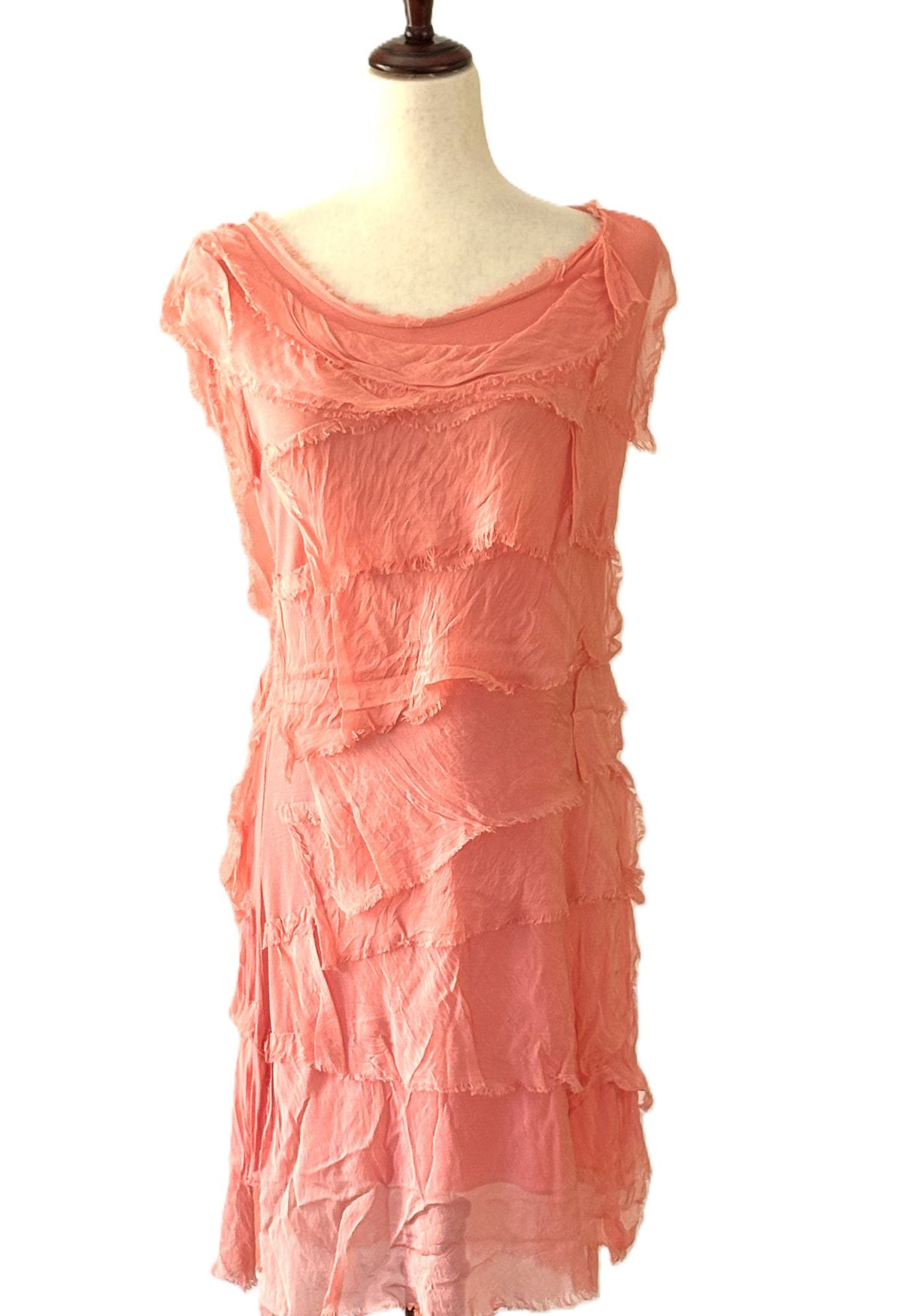 Dresses, Linen and Silk Italian Collection Tiered Short Length Is Stylish (2 Colors)