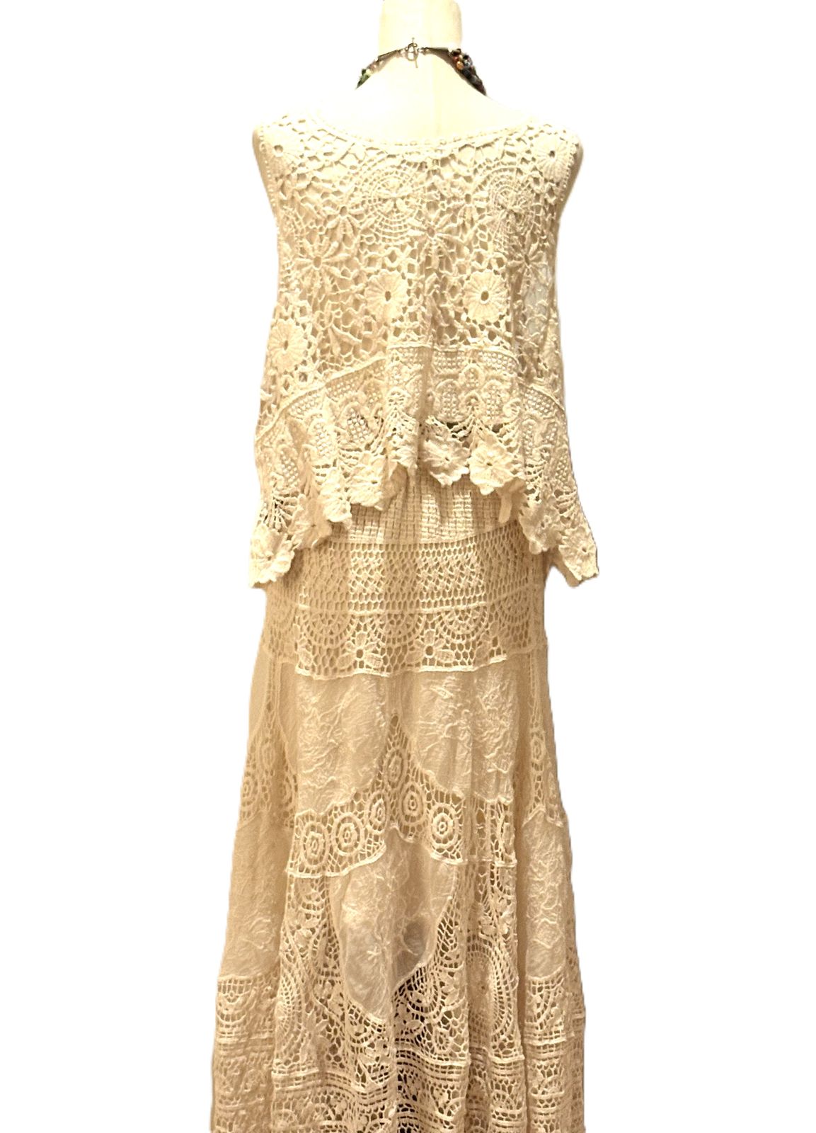 Crocheted Midi Elastic Waist Skirt. Best Of The Season (Natural)