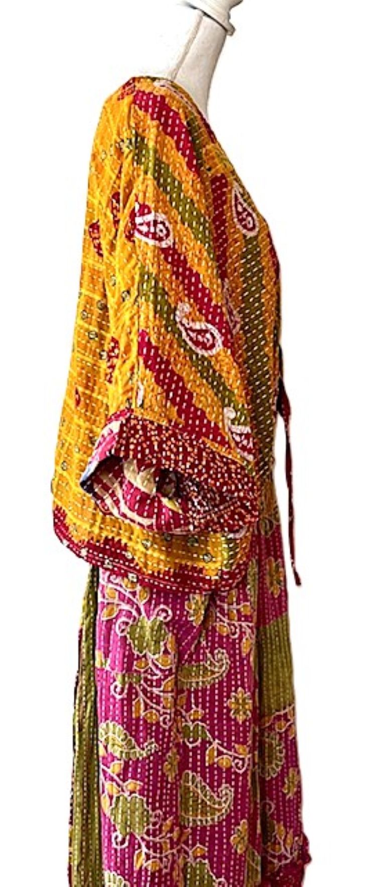 Kantha Bae Cotton Artisan Butterfly Top (Red and Gold)