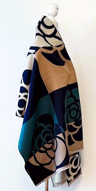 Black and Teal Mane Reversible Wrap – Artisan Shawl