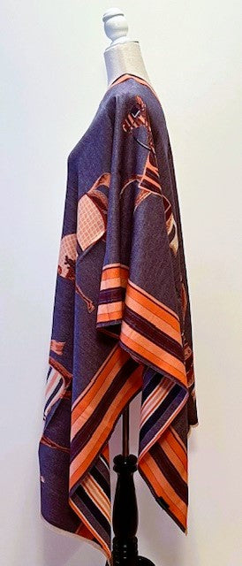 Orange and Blue Mane Reversible Wrap – Artisan Shawl