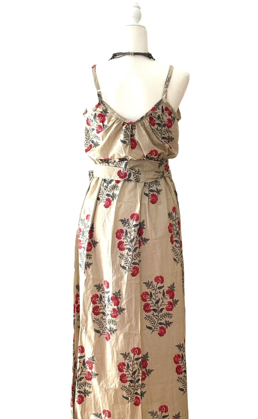 Dresses: Strappy Boho Block Printed Retro Floral. Feminine.