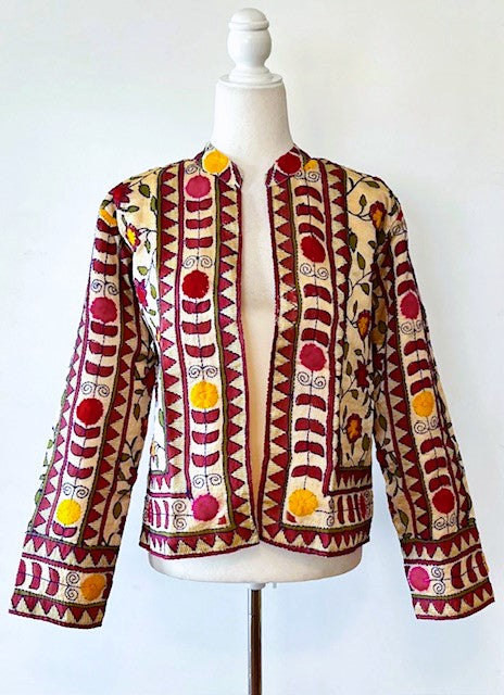 Traditional Hand Embroidered Short Jacket Mixed Colors (Earth)