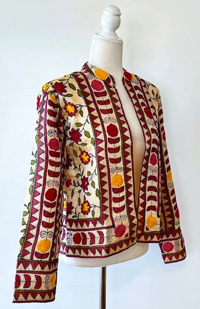 Traditional Hand Embroidered Short Jacket Mixed Colors (Earth)