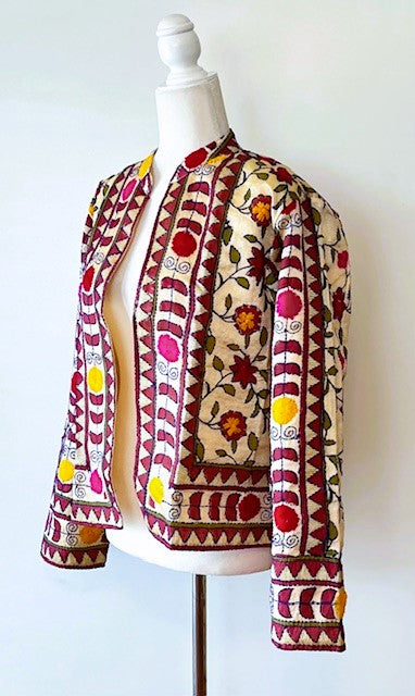 Traditional Hand Embroidered Short Jacket Mixed Colors (Earth)