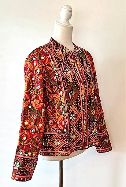 Short Hand Embroidered Jacket Mixed Colors (Red)