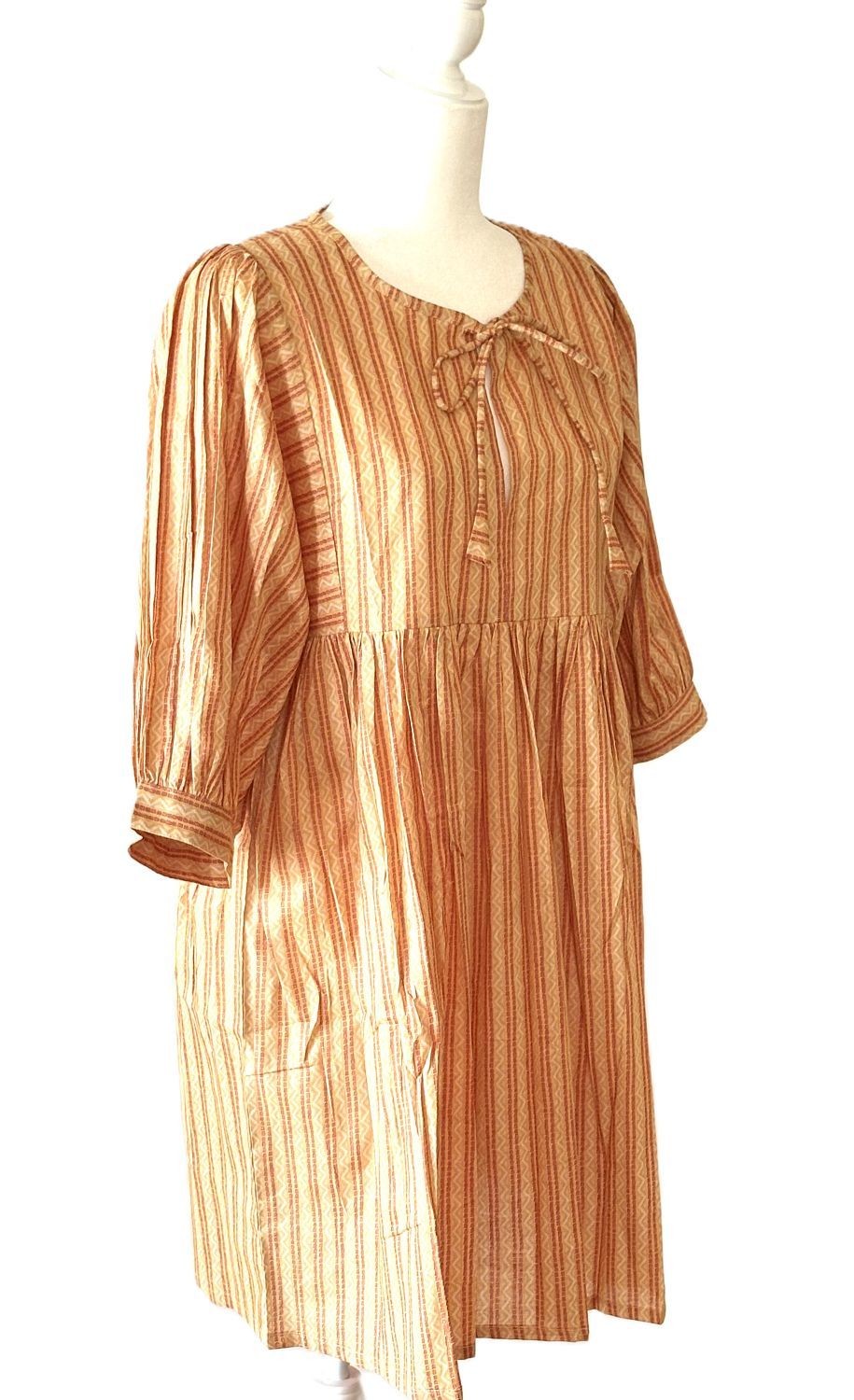 Dresses: Flattering Easy Basic Block Print Cotton Short (Bronze)