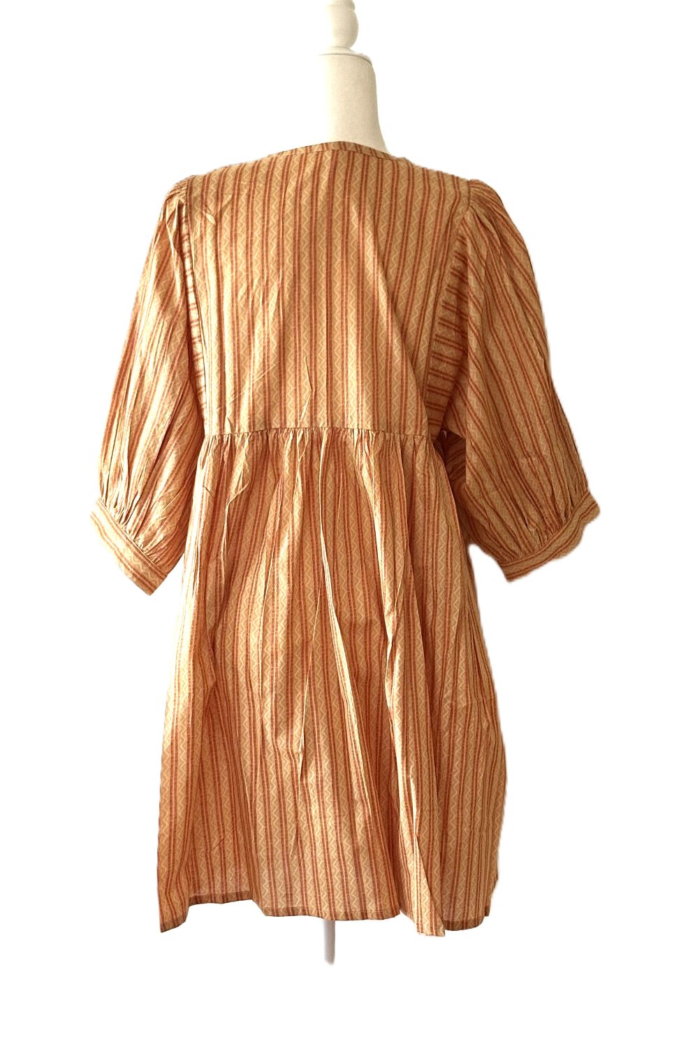 Dresses: Flattering Easy Basic Block Print Cotton Short (Bronze)