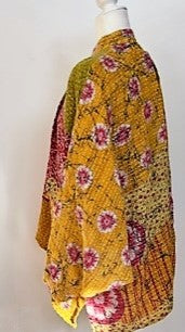 Kantha Cotton Embroidered Tunic: Best Seller (Yellow/Pink) New Print