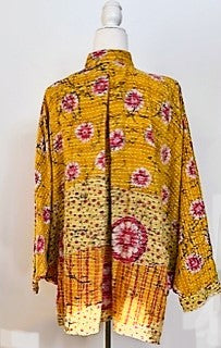 Kantha Cotton Embroidered Tunic: Best Seller (Yellow/Pink) New Print