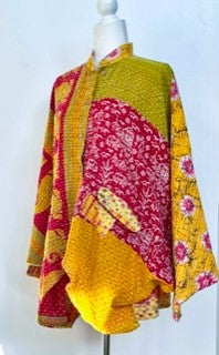 Kantha Cotton Embroidered Tunic: Best Seller (Yellow/Pink) New Print