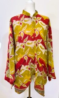 Kantha Cotton Embroidered Tunic: Best Seller (Lime/Wine) New Print