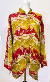 Kantha Cotton Embroidered Tunic: Best Seller (Lime/Wine) New Print