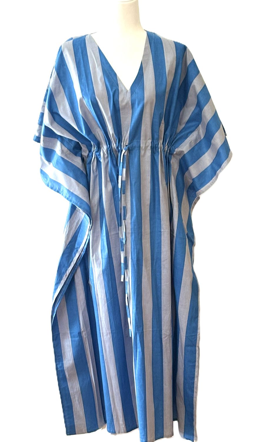 Handmade Cotton Caftan, Stripe Beach Cover-up, Resort Wear (2 Colors)