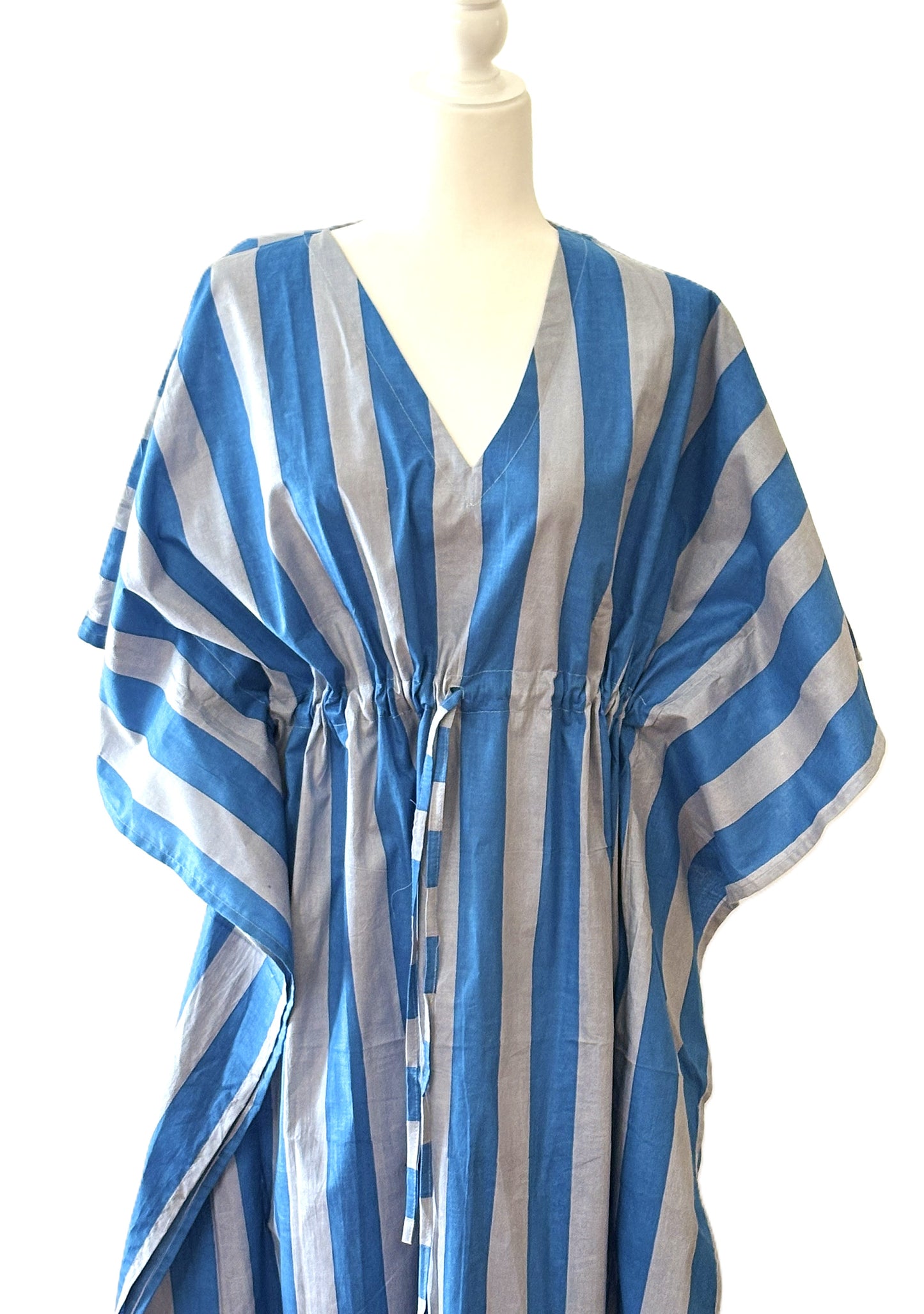 Handmade Cotton Caftan, Stripe Beach Cover-up, Resort Wear (2 Colors)