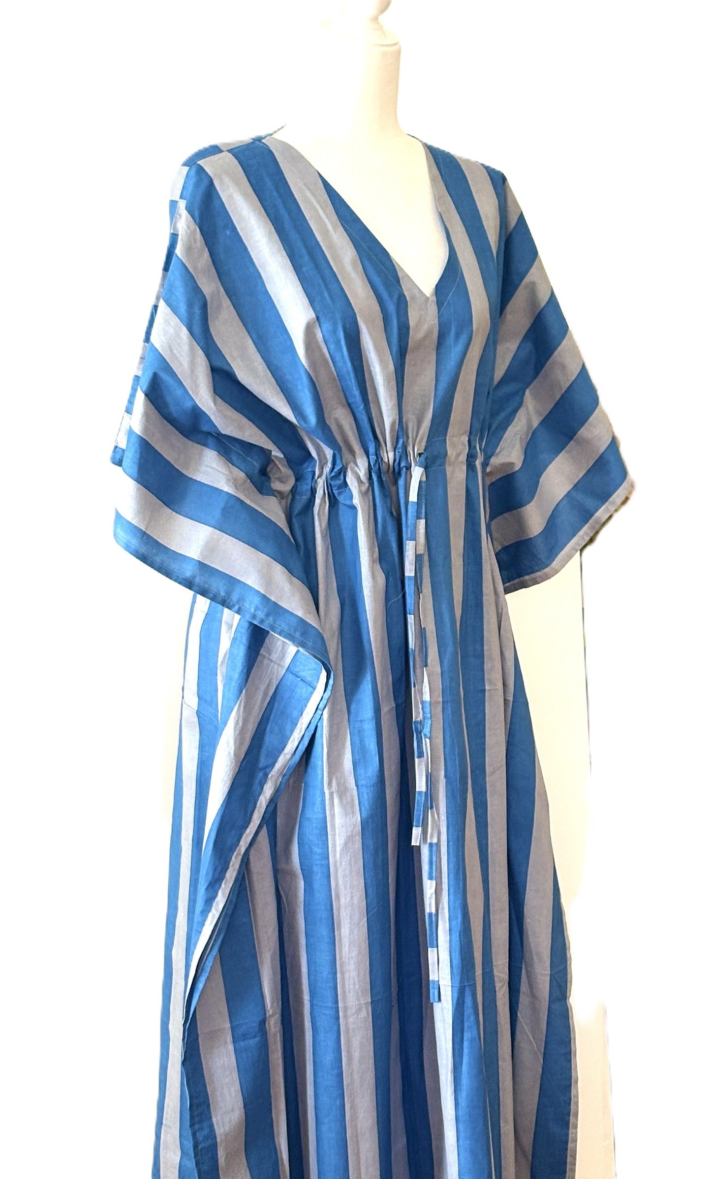 Handmade Cotton Caftan, Stripe Beach Cover-up, Resort Wear (2 Colors)